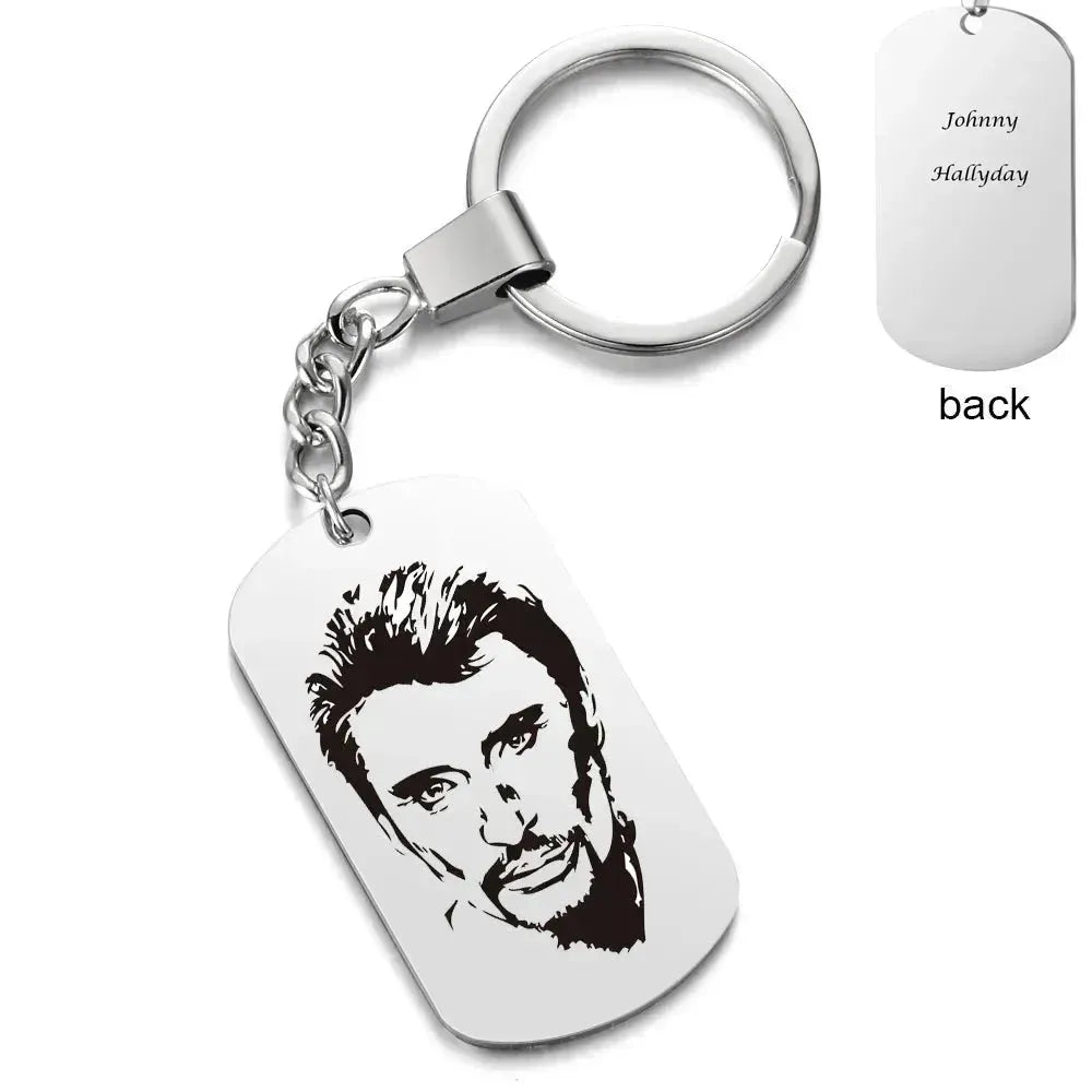 Silver Plated 2 Sides Engraved French Rocker Johnny Hallyday Photo Necklace Pendant female male bijoux femme SL-049 - Königlicher Siegelring