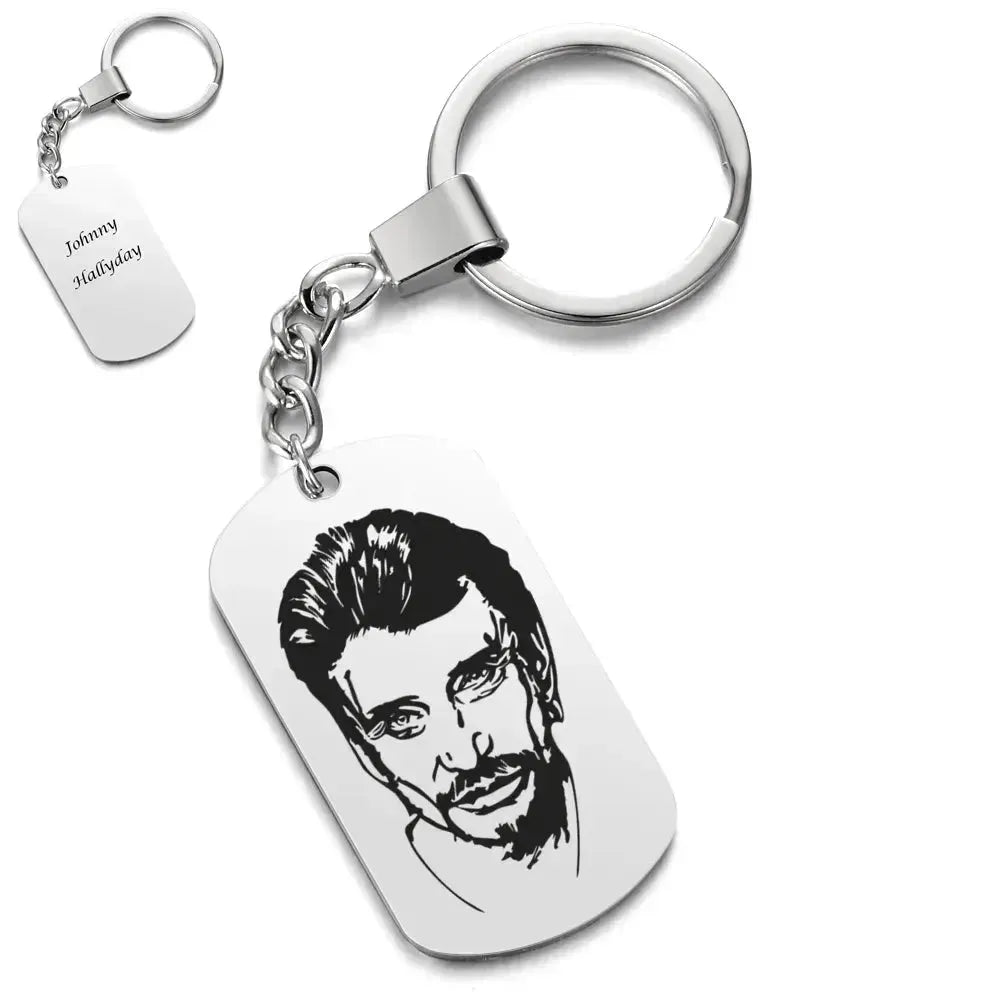 Silver Plated 2 Sides Engraved French Rocker Johnny Hallyday Photo Necklace Pendant female male bijoux femme SL-049 - Königlicher Siegelring