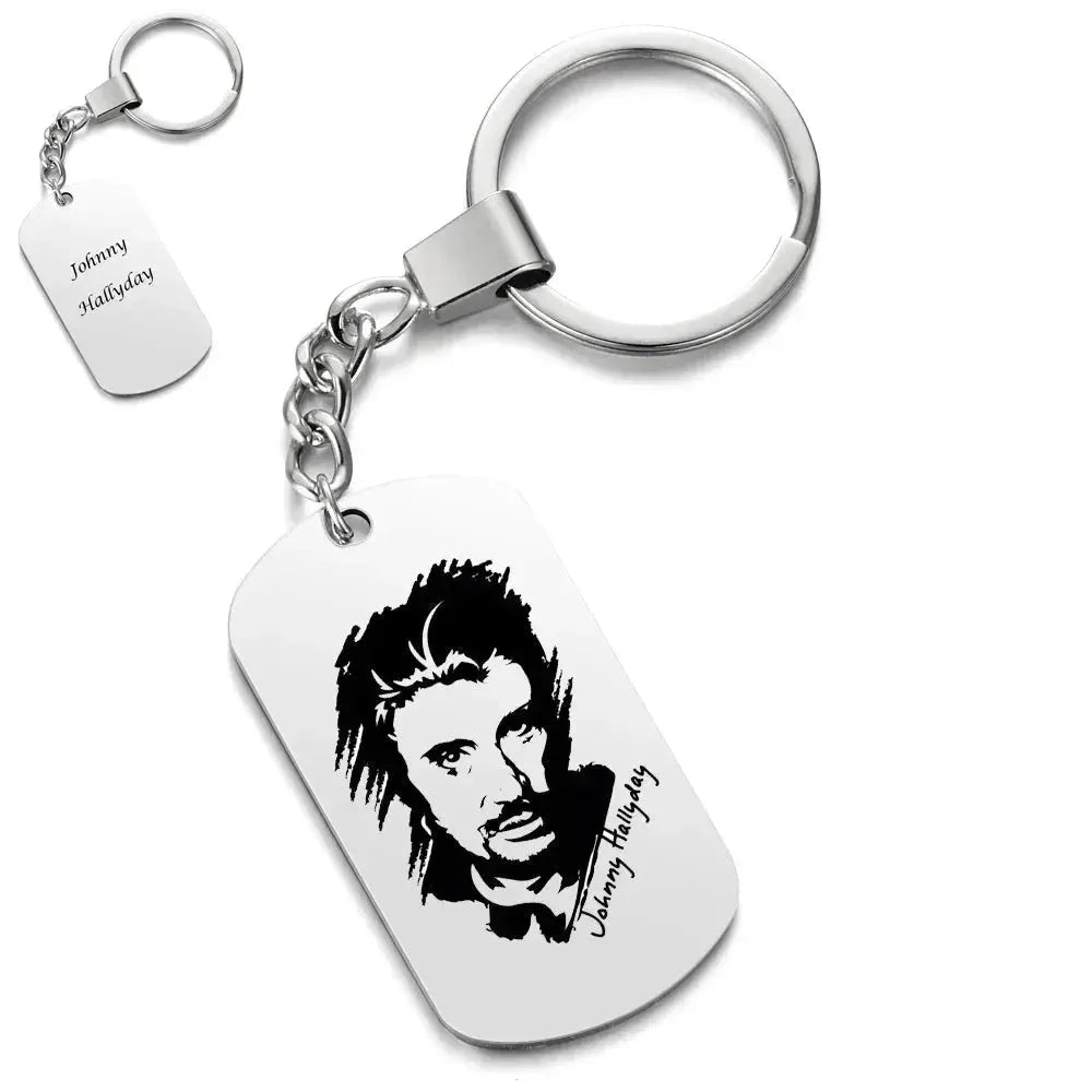 Silver Plated 2 Sides Engraved French Rocker Johnny Hallyday Photo Necklace Pendant female male bijoux femme SL-049 - Königlicher Siegelring