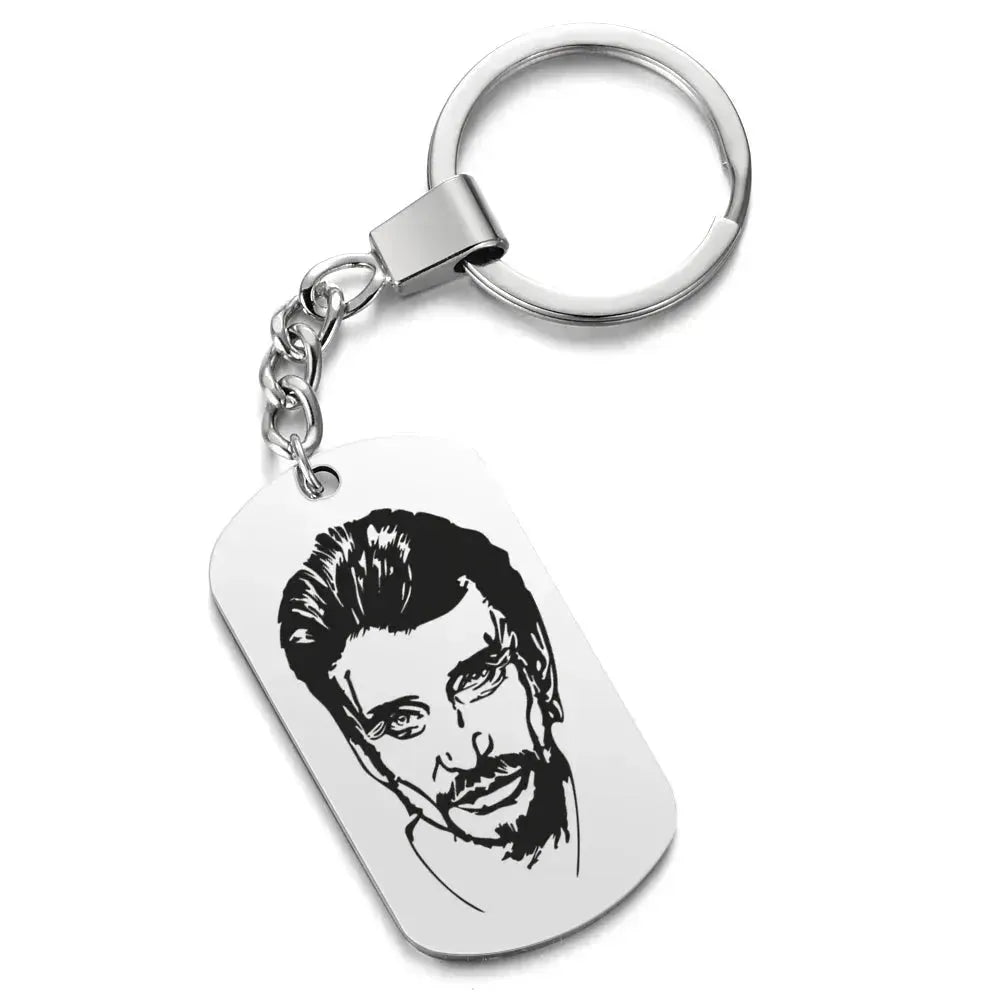Silver Plated 2 Sides Engraved French Rocker Johnny Hallyday Photo Necklace Pendant female male bijoux femme SL-049 - Königlicher Siegelring