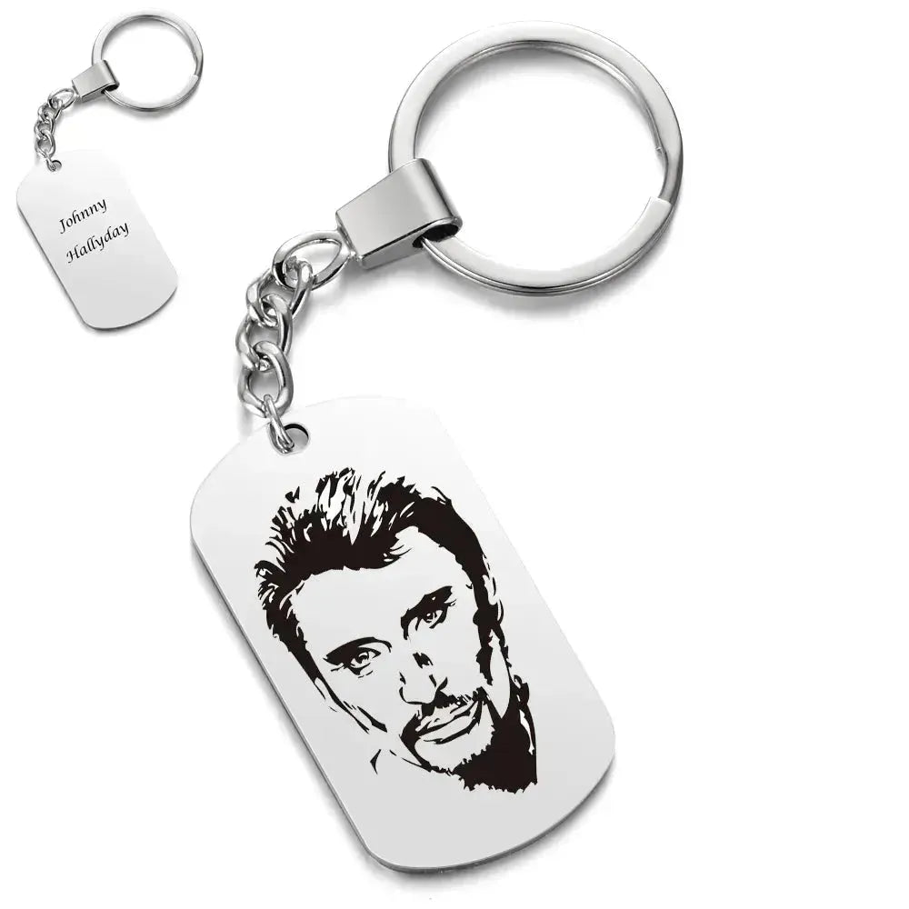 Silver Plated 2 Sides Engraved French Rocker Johnny Hallyday Photo Necklace Pendant female male bijoux femme SL-049 - Königlicher Siegelring