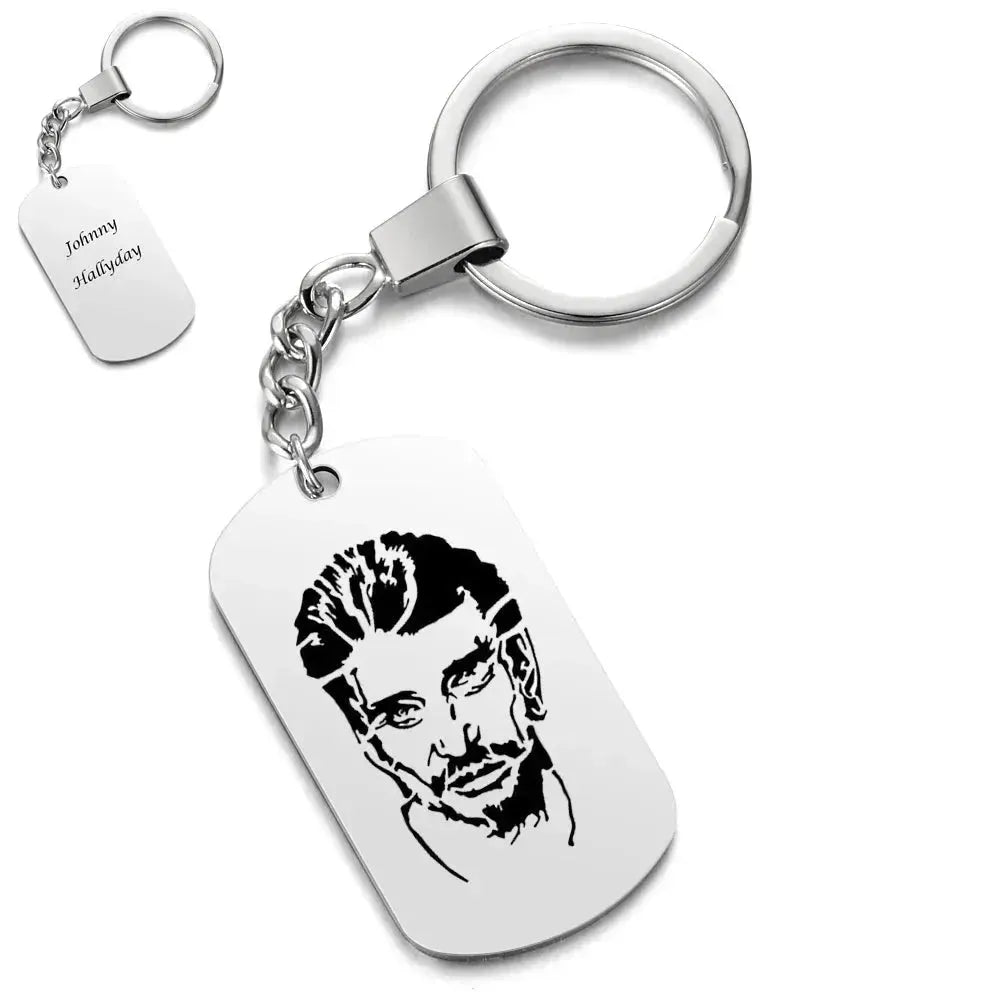 Silver Plated 2 Sides Engraved French Rocker Johnny Hallyday Photo Necklace Pendant female male bijoux femme SL-049 - Königlicher Siegelring