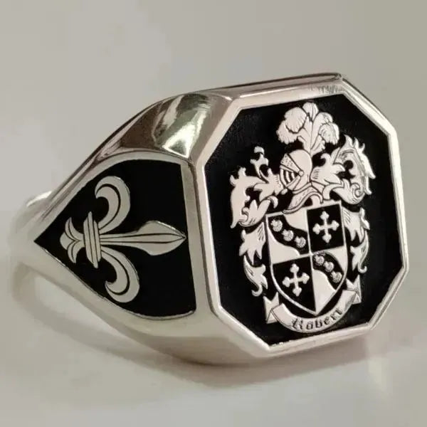 EIN SIEGELRING DES WAPPENSCHILDES AUS MASSIVEM SILBER - Königlicher Siegelring