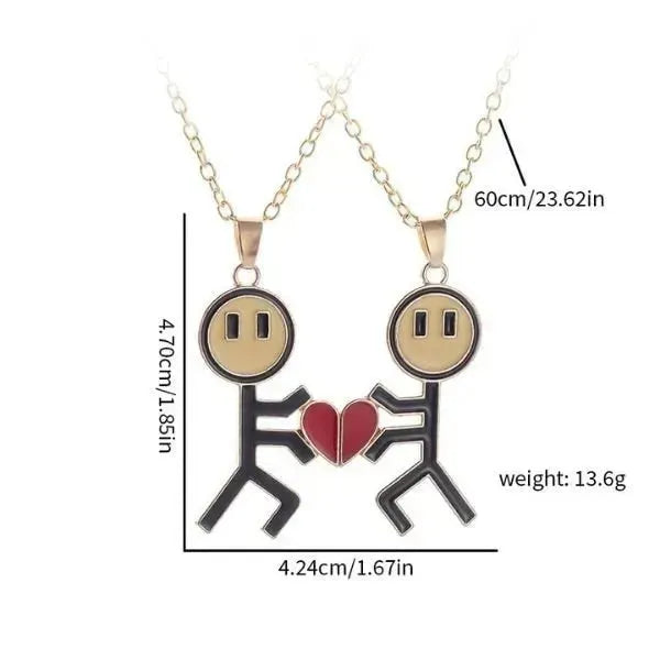 Freundschaftsketten für 2 Magnetische Love Stickman - Königlicher Siegelring