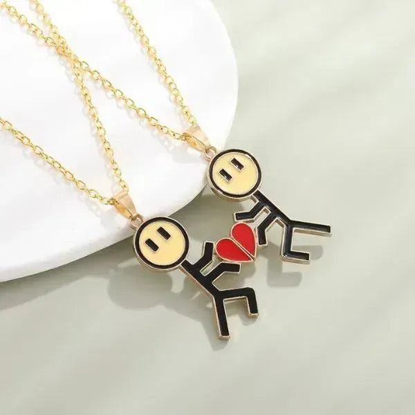 Freundschaftsketten für 2 Magnetische Love Stickman - Königlicher Siegelring