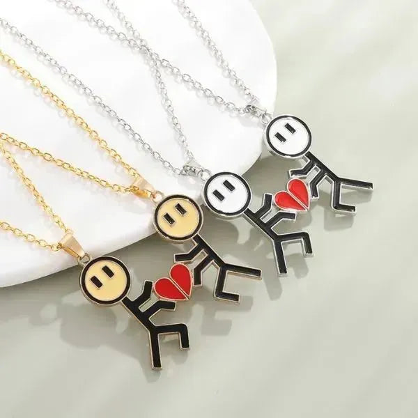 Freundschaftsketten für 2 Magnetische Love Stickman - Königlicher Siegelring