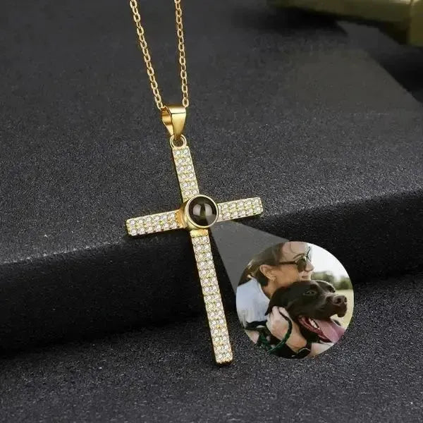 KETTE MIT BILD DRIN IM STEIN - KETTE MIT KREUZ '' 925 ECHT SILBER '' - Königlicher Siegelring