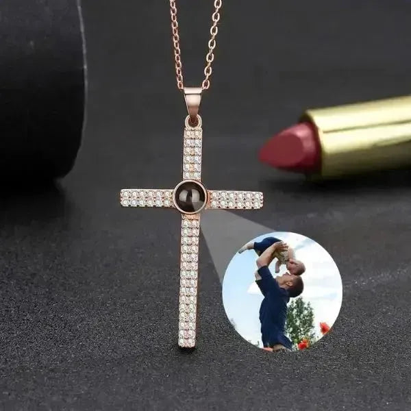 KETTE MIT BILD DRIN IM STEIN - KETTE MIT KREUZ '' 925 ECHT SILBER '' - Königlicher Siegelring