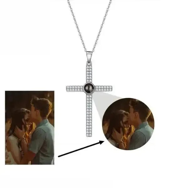 KETTE MIT BILD DRIN IM STEIN - KETTE MIT KREUZ '' 925 ECHT SILBER '' - Königlicher Siegelring