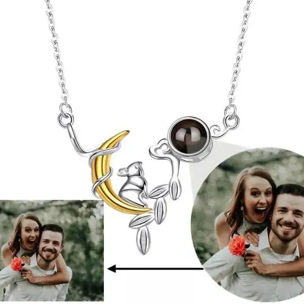 KETTE MIT BILD IM STEIN - 925 ECHT SILBER - KANINCHEN MOTIV - Königlicher Siegelring