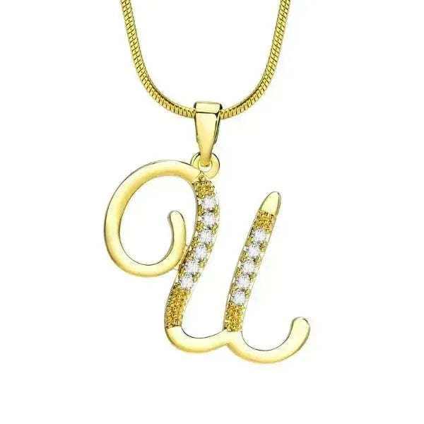 KETTE MIT BUCHSTABEN - FRAUEN TREND CZ STEIN INITIAL HALSKETTE - Königlicher Siegelring