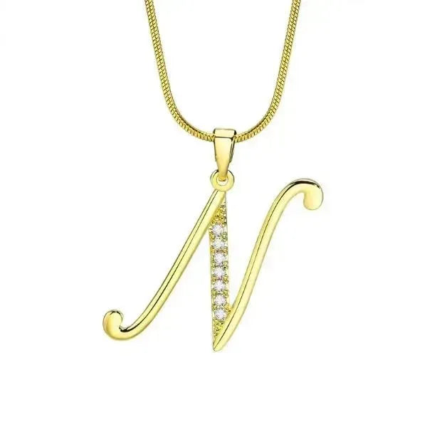KETTE MIT BUCHSTABEN - FRAUEN TREND CZ STEIN INITIAL HALSKETTE - Königlicher Siegelring