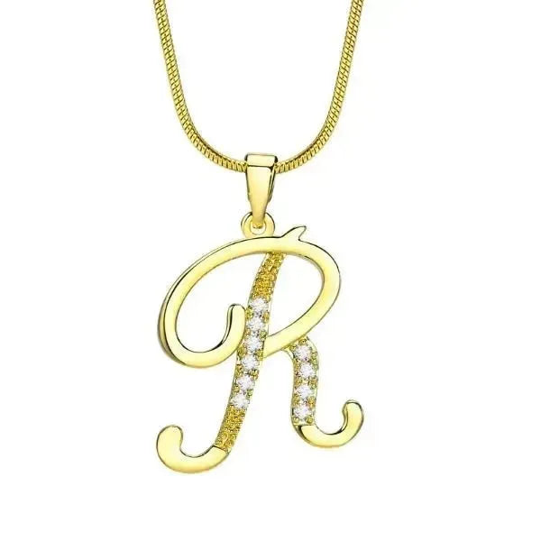KETTE MIT BUCHSTABEN - FRAUEN TREND CZ STEIN INITIAL HALSKETTE - Königlicher Siegelring