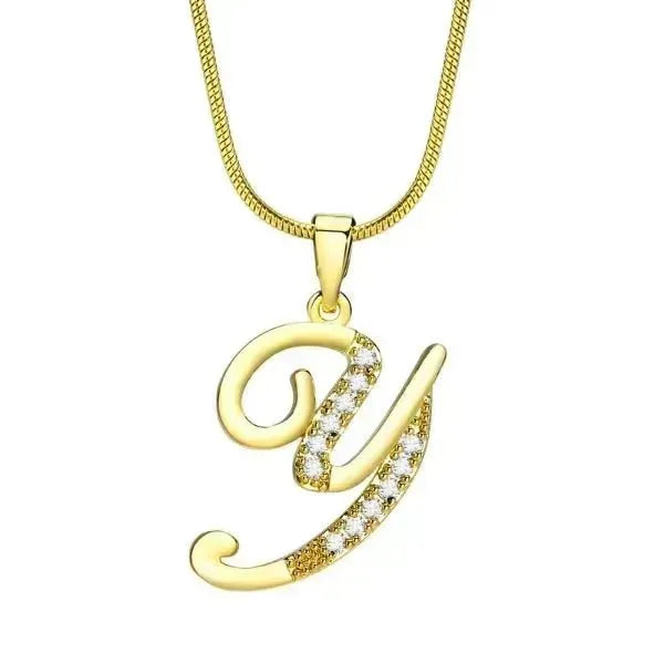 KETTE MIT BUCHSTABEN - FRAUEN TREND CZ STEIN INITIAL HALSKETTE - Königlicher Siegelring