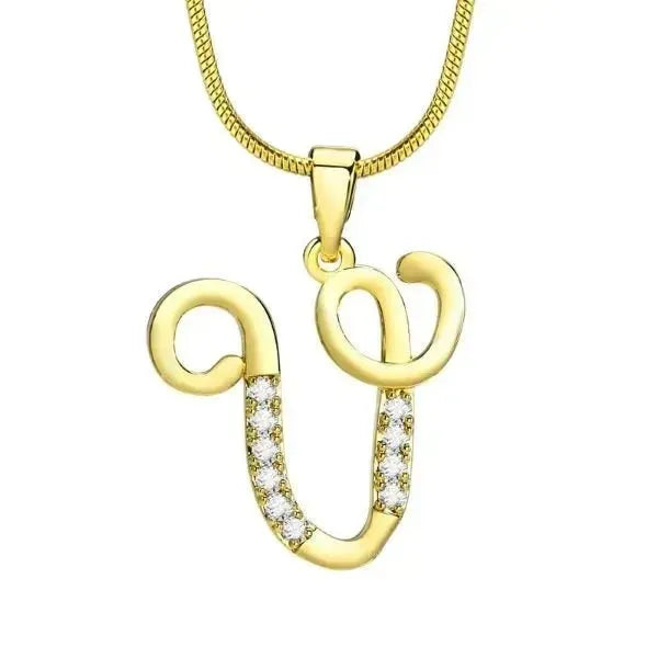 KETTE MIT BUCHSTABEN - FRAUEN TREND CZ STEIN INITIAL HALSKETTE - Königlicher Siegelring
