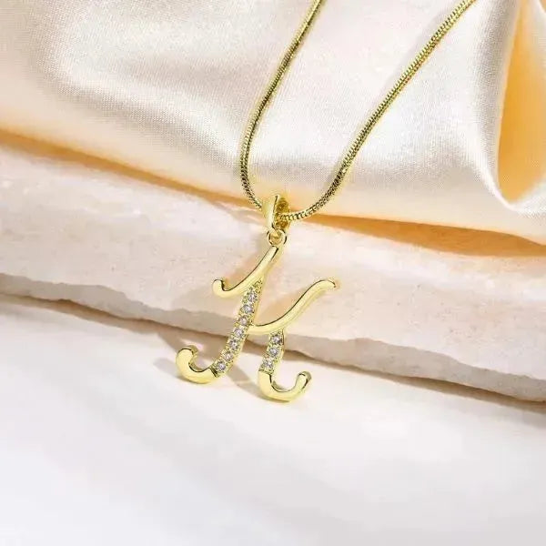 KETTE MIT BUCHSTABEN - FRAUEN TREND CZ STEIN INITIAL HALSKETTE - Königlicher Siegelring
