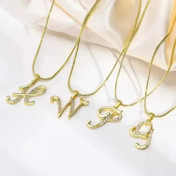 KETTE MIT BUCHSTABEN - FRAUEN TREND CZ STEIN INITIAL HALSKETTE - Königlicher Siegelring