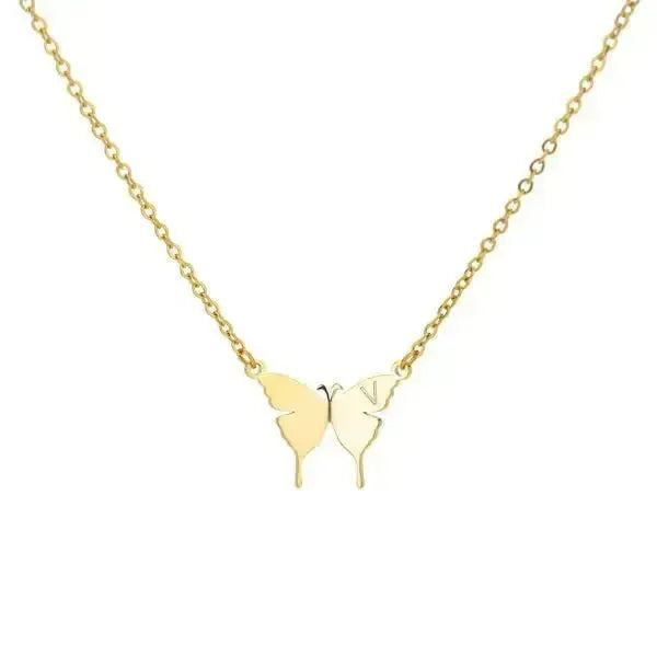 KETTE MIT BUCHSTABEN GOLD - SCHMETTERLINGS HALSKETTE - Königlicher Siegelring