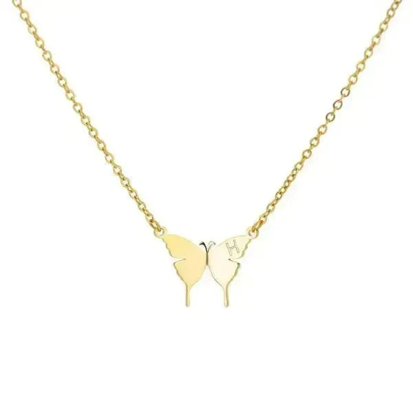 KETTE MIT BUCHSTABEN GOLD - SCHMETTERLINGS HALSKETTE - Königlicher Siegelring
