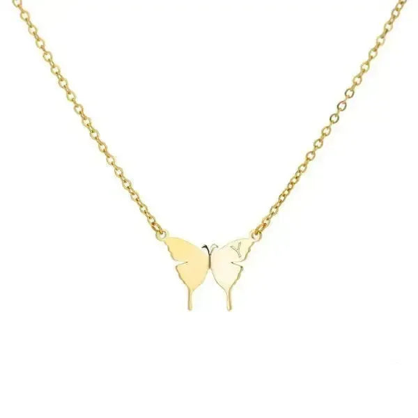 KETTE MIT BUCHSTABEN GOLD - SCHMETTERLINGS HALSKETTE - Königlicher Siegelring