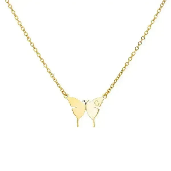 KETTE MIT BUCHSTABEN GOLD - SCHMETTERLINGS HALSKETTE - Königlicher Siegelring
