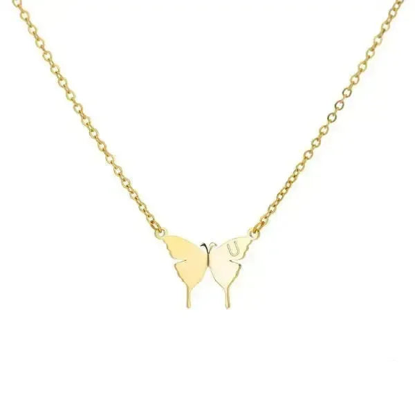 KETTE MIT BUCHSTABEN GOLD - SCHMETTERLINGS HALSKETTE - Königlicher Siegelring