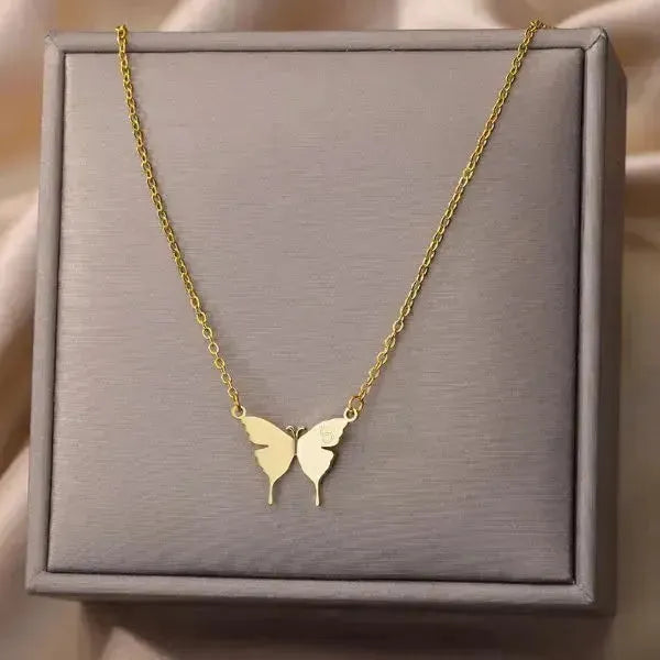 KETTE MIT BUCHSTABEN GOLD - SCHMETTERLINGS HALSKETTE - Königlicher Siegelring