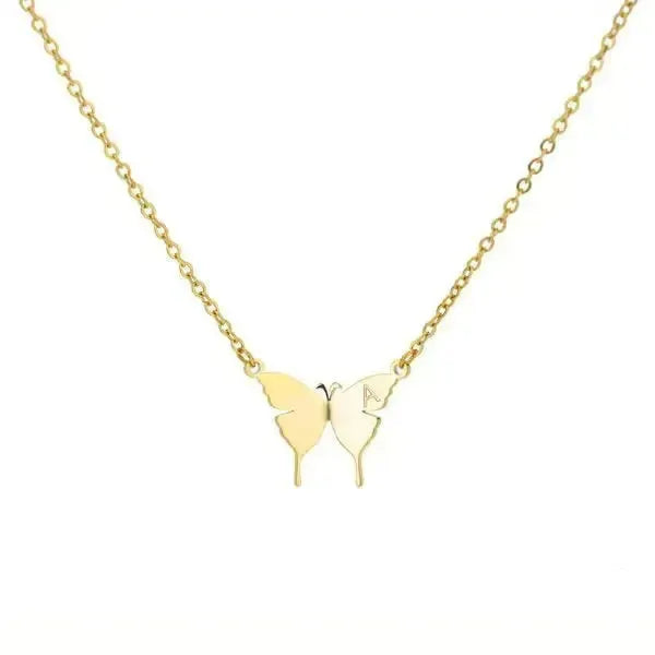 KETTE MIT BUCHSTABEN GOLD - SCHMETTERLINGS HALSKETTE - Königlicher Siegelring