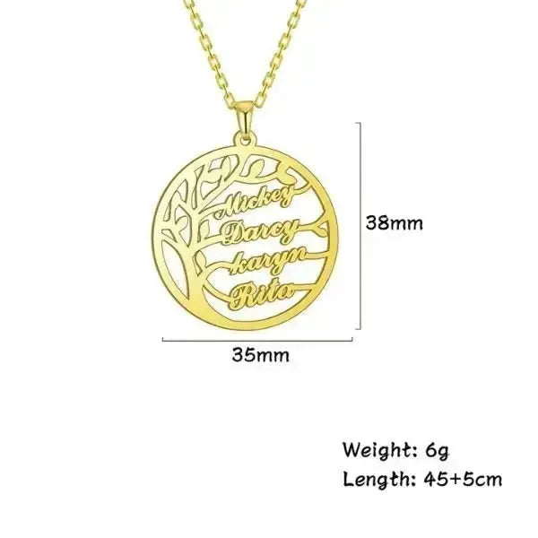 KETTE MIT NAMEN GOLD UND SILBER - BAUM DES LEBENS - Königlicher Siegelring