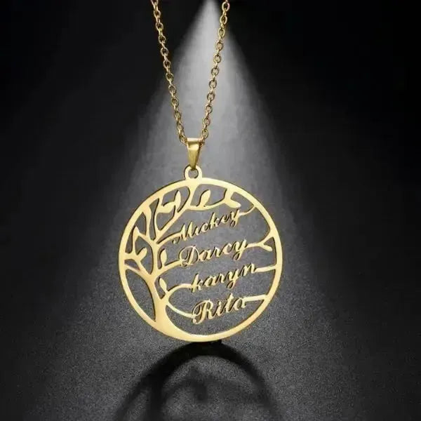 KETTE MIT NAMEN GOLD UND SILBER - BAUM DES LEBENS - Königlicher Siegelring