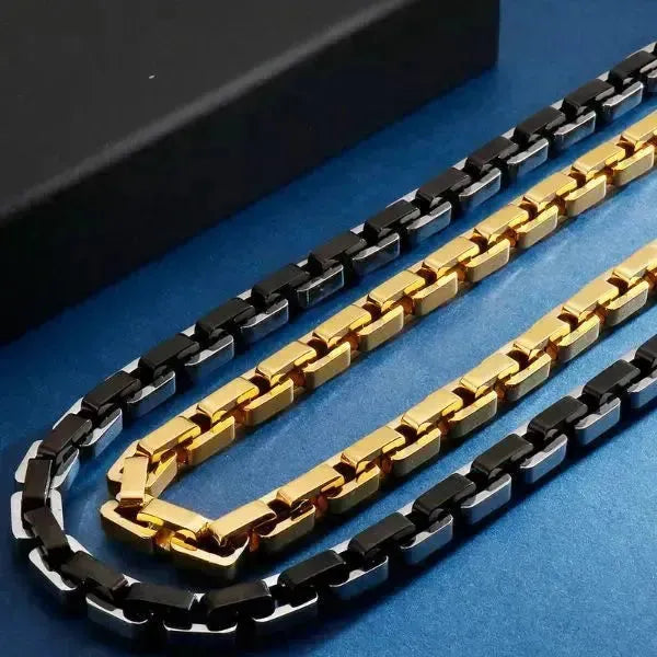 KÖNIGSKETTE SILBER GOLD UND SCHWARZ 8MM - Königlicher Siegelring