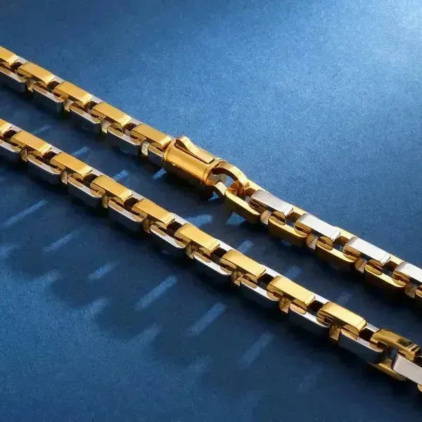 KÖNIGSKETTE SILBER GOLD UND SCHWARZ 8MM - Königlicher Siegelring