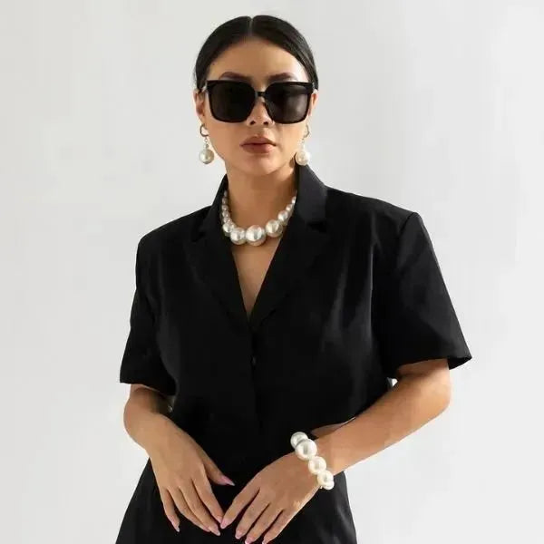 PERLENKETTE DAMEN: HALSKETTE UND ARMBAND - IMITATION GROSSE PERLE AUF KURZE HALSKETTE - Königlicher Siegelring