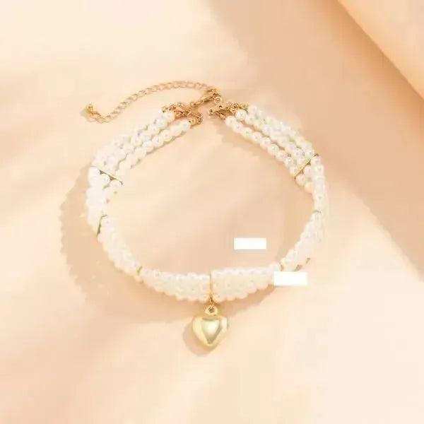 PERLENKETTE DAMEN MODERN WEIß - KETTE MIT HERZ - Königlicher Siegelring