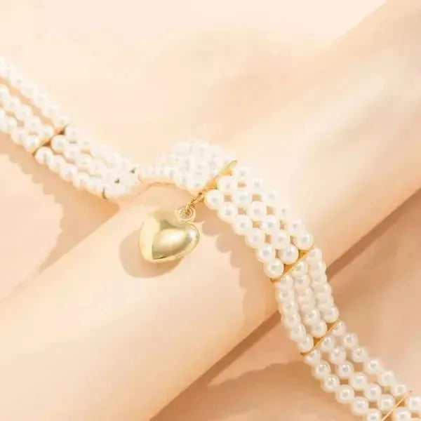 PERLENKETTE DAMEN MODERN WEIß - KETTE MIT HERZ - Königlicher Siegelring