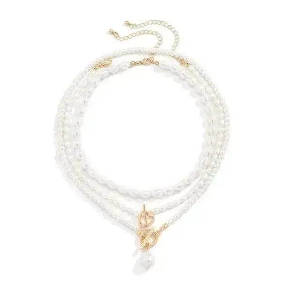 PERLENKETTE DAMEN MODESCHMUCK WEIß UND GOLD - Königlicher Siegelring