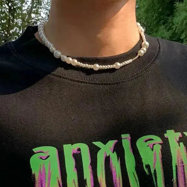 PERLENKETTE FÜR HERREN IN WEISS UND GOLD - Königlicher Siegelring