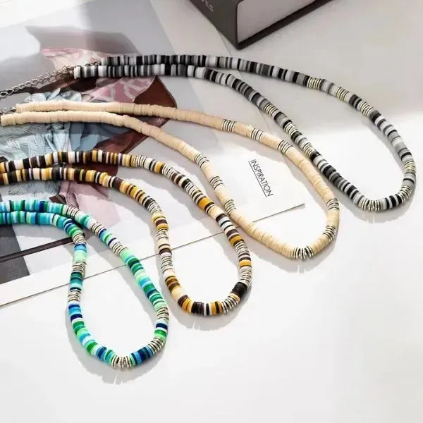 PERLENKETTE HERREN BUNTE ETHNISCHE WEICHE POLYMER TON PERLEN - SOMMER BOHÈME - Königlicher Siegelring