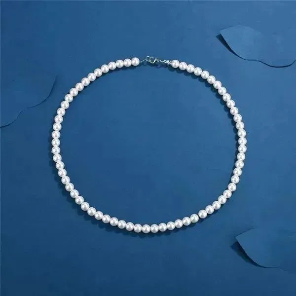 PERLENKETTE HERREN DAMEN EINFACHER STRANG NEUE TRENDY PERLEN KETTE - Königlicher Siegelring