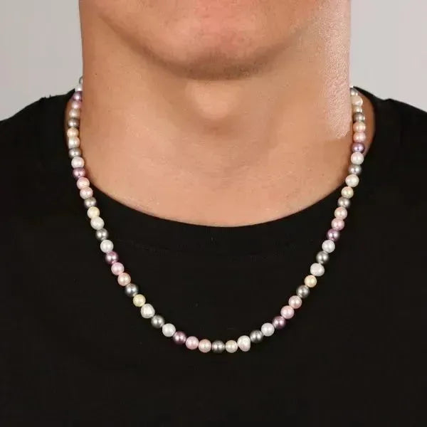 PERLENKETTE HERREN PASTELL FARBENE 6MM MANNERSCHMUCK - Königlicher Siegelring