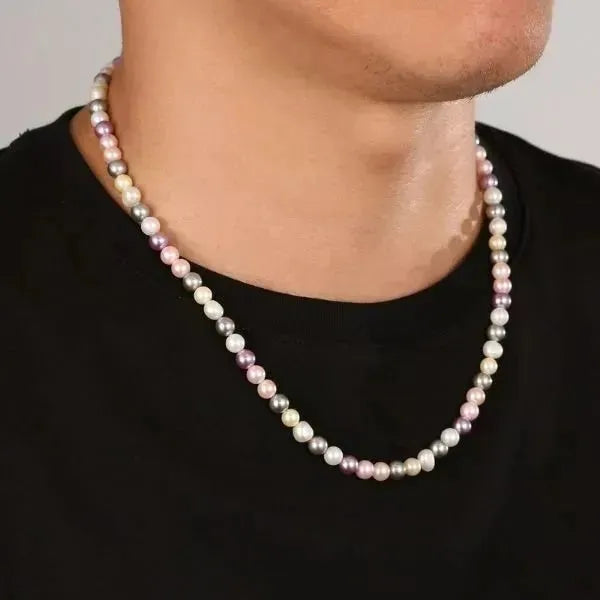 PERLENKETTE HERREN PASTELL FARBENE 6MM MANNERSCHMUCK - Königlicher Siegelring