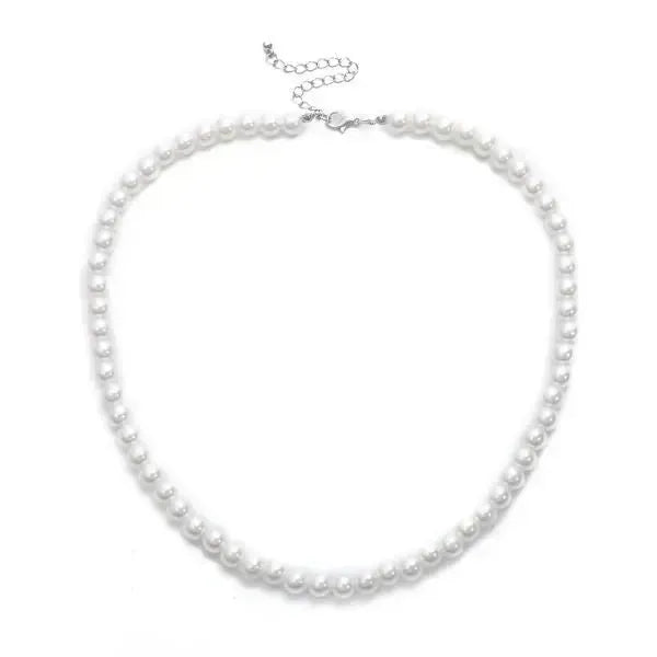 PERLENKETTE HERREN TREND WEISS - HERREN SCHMUCK HALSKETTE - Königlicher Siegelring
