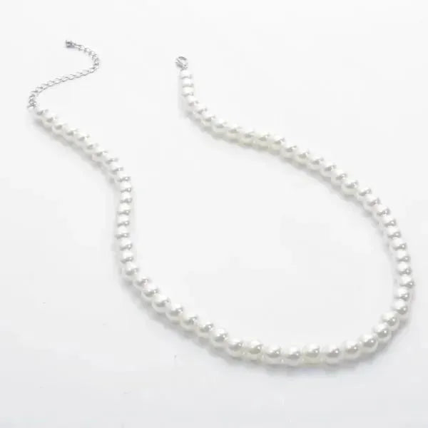 PERLENKETTE HERREN TREND WEISS - HERREN SCHMUCK HALSKETTE - Königlicher Siegelring