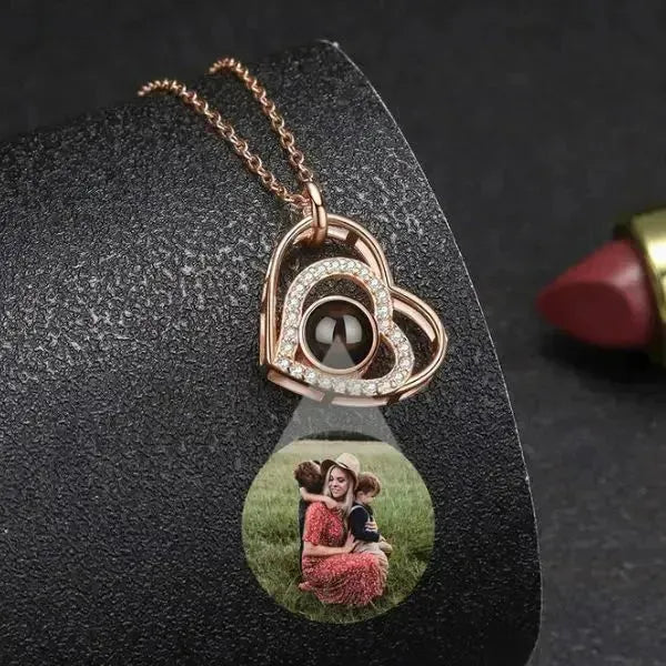 PERSONALISIERTE KETTE MIT BILD IM STEIN HERZ-FORM - Königlicher Siegelring
