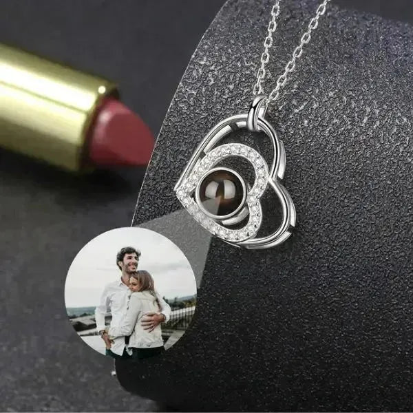 PERSONALISIERTE KETTE MIT BILD IM STEIN HERZ-FORM - Königlicher Siegelring