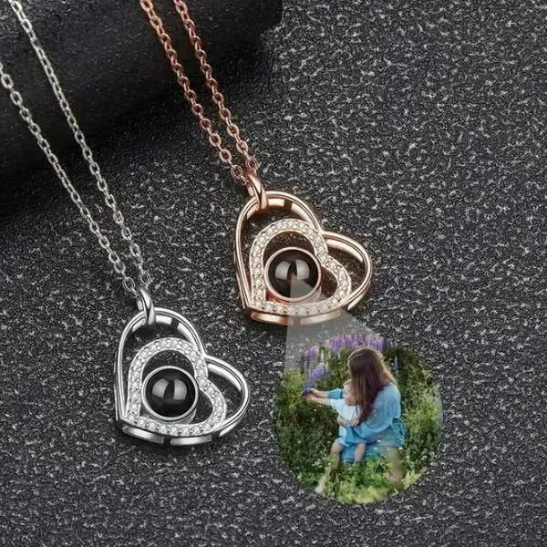 PERSONALISIERTE KETTE MIT BILD IM STEIN HERZ-FORM - Königlicher Siegelring