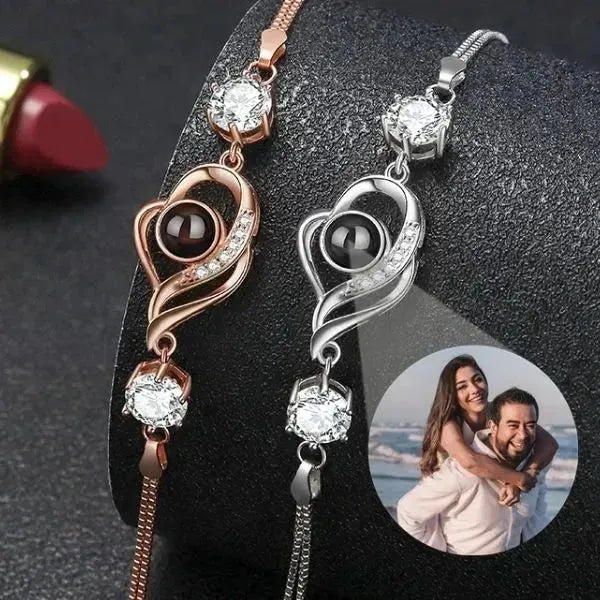 PERSONALISIERTES ARMBAND MIT BILD IM STEIN AUS 925ER ECHT SILBER - MIT DIAMANTEN - Königlicher Siegelring