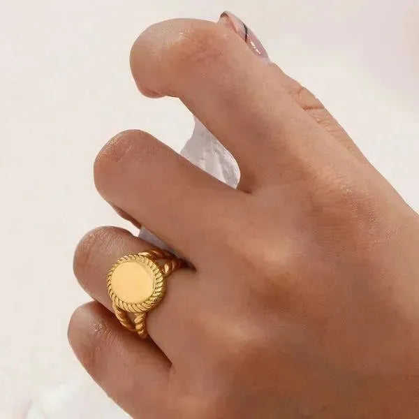 SIEGELRING DAMEN GOLD UND SILBER FARBE - ABSOLUTER STIL UND ELEGANZ - Königlicher Siegelring