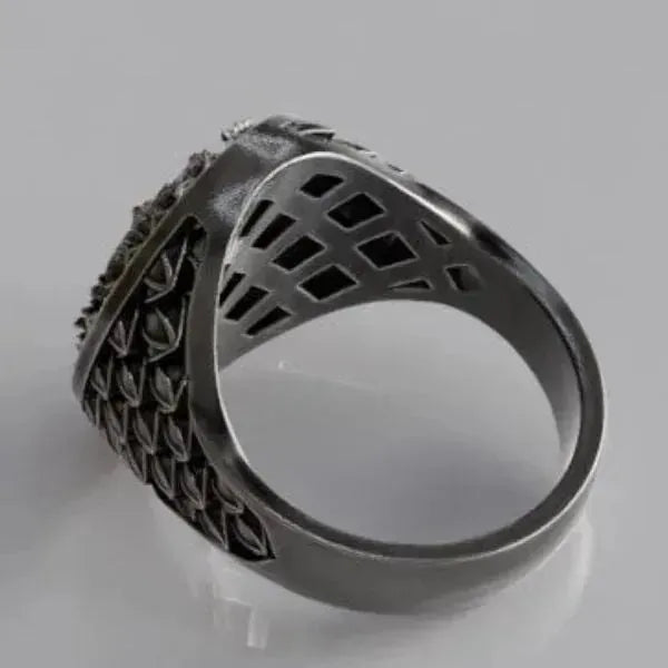 SIEGELRING HERREN ERZENGEL SANKT MICHAEL IN STERLING SILBER - Königlicher Siegelring