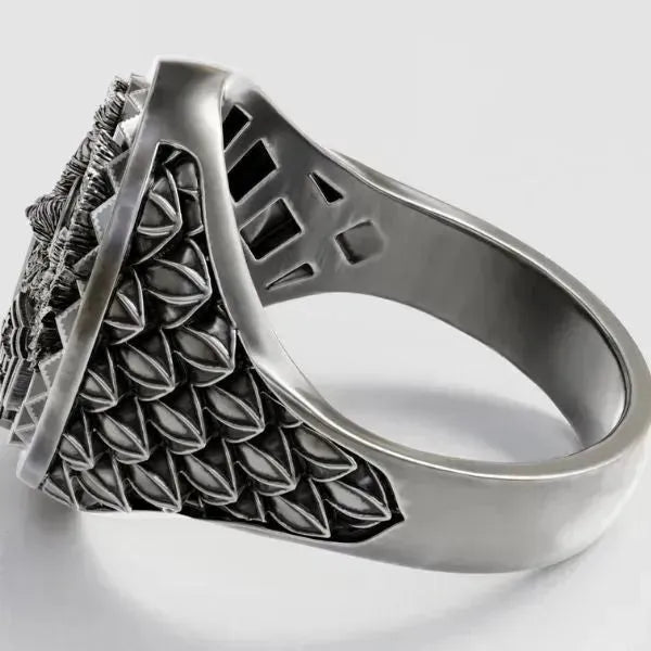 SIEGELRING HERREN ERZENGEL SANKT MICHAEL IN STERLING SILBER - Königlicher Siegelring